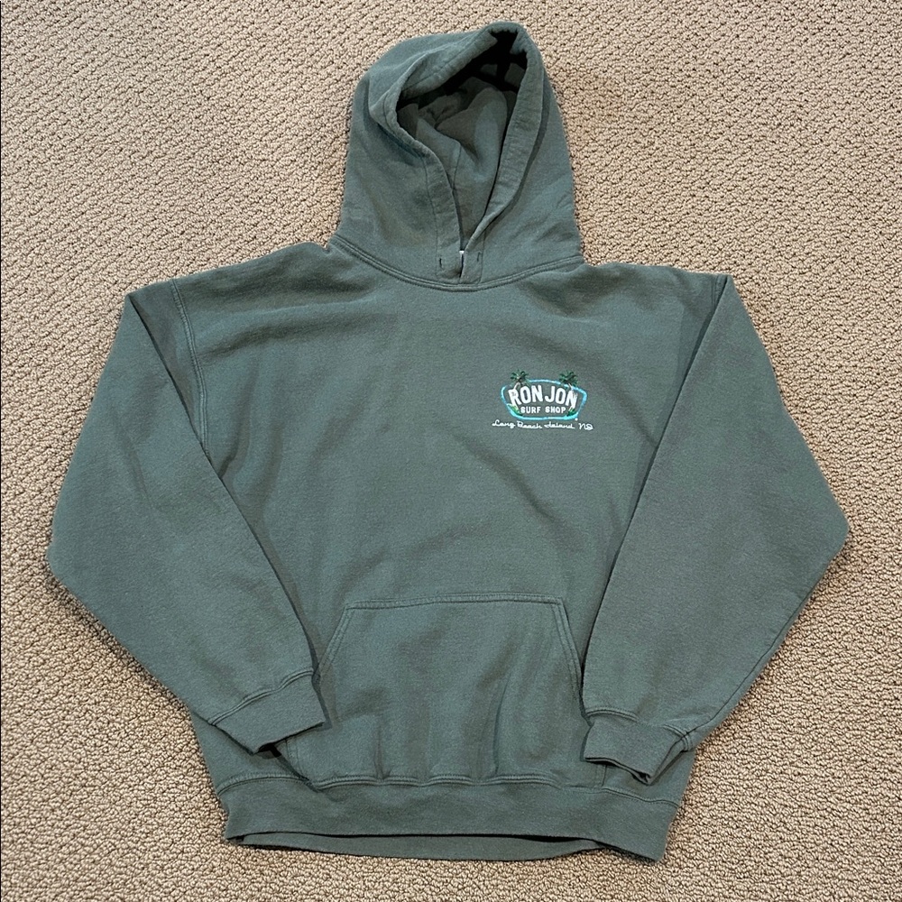 Ron Jon Surf Shop Men's Green Hooded Sweatshirt size Large Long Beach Island NJ